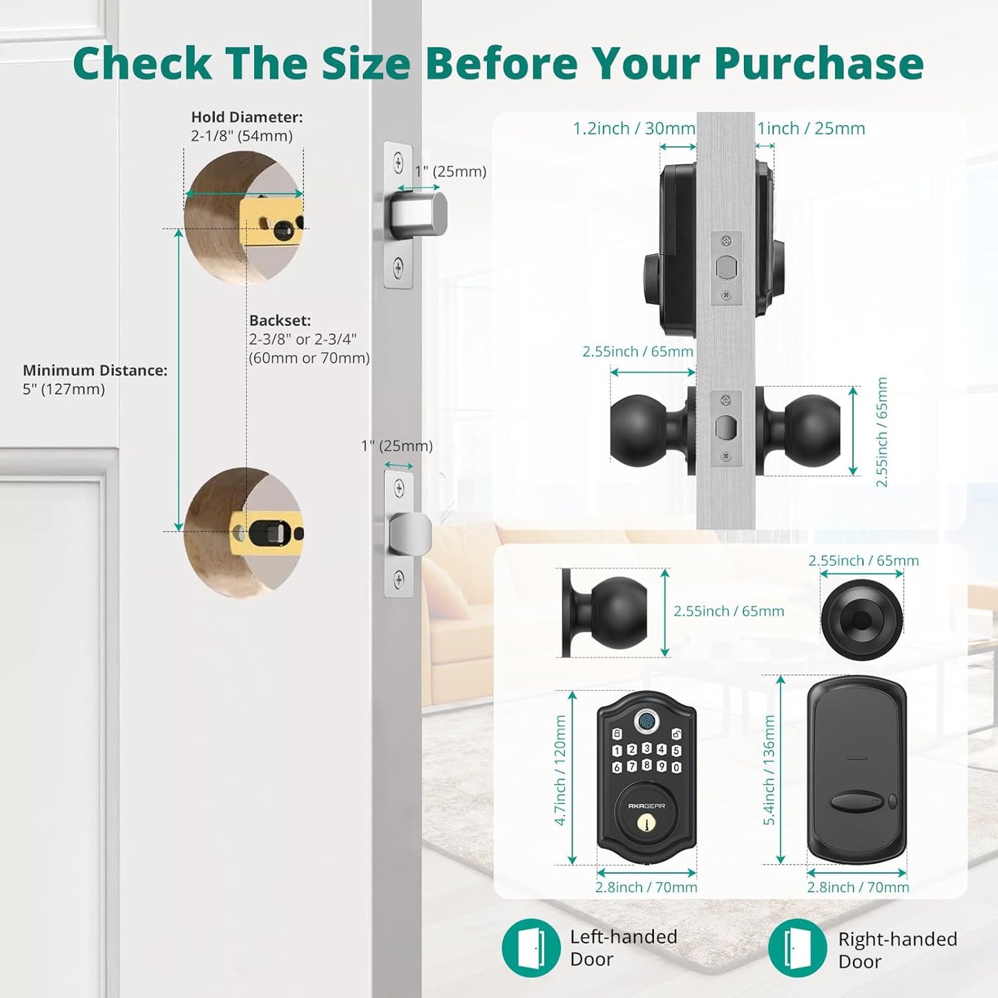 AkaGear DS10 Door Knob Set