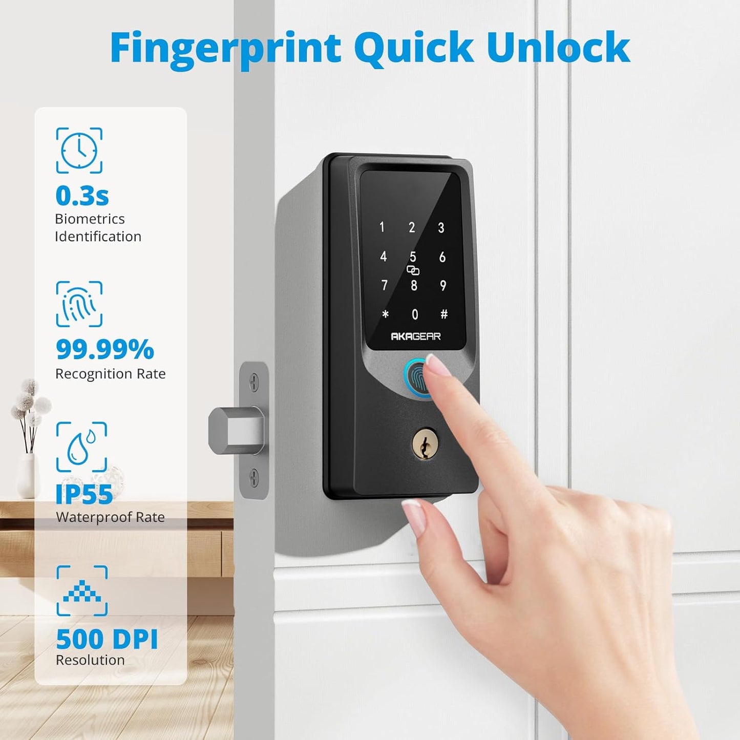 AKAGEAR T02 WiFi Fingerprint Deadbolt