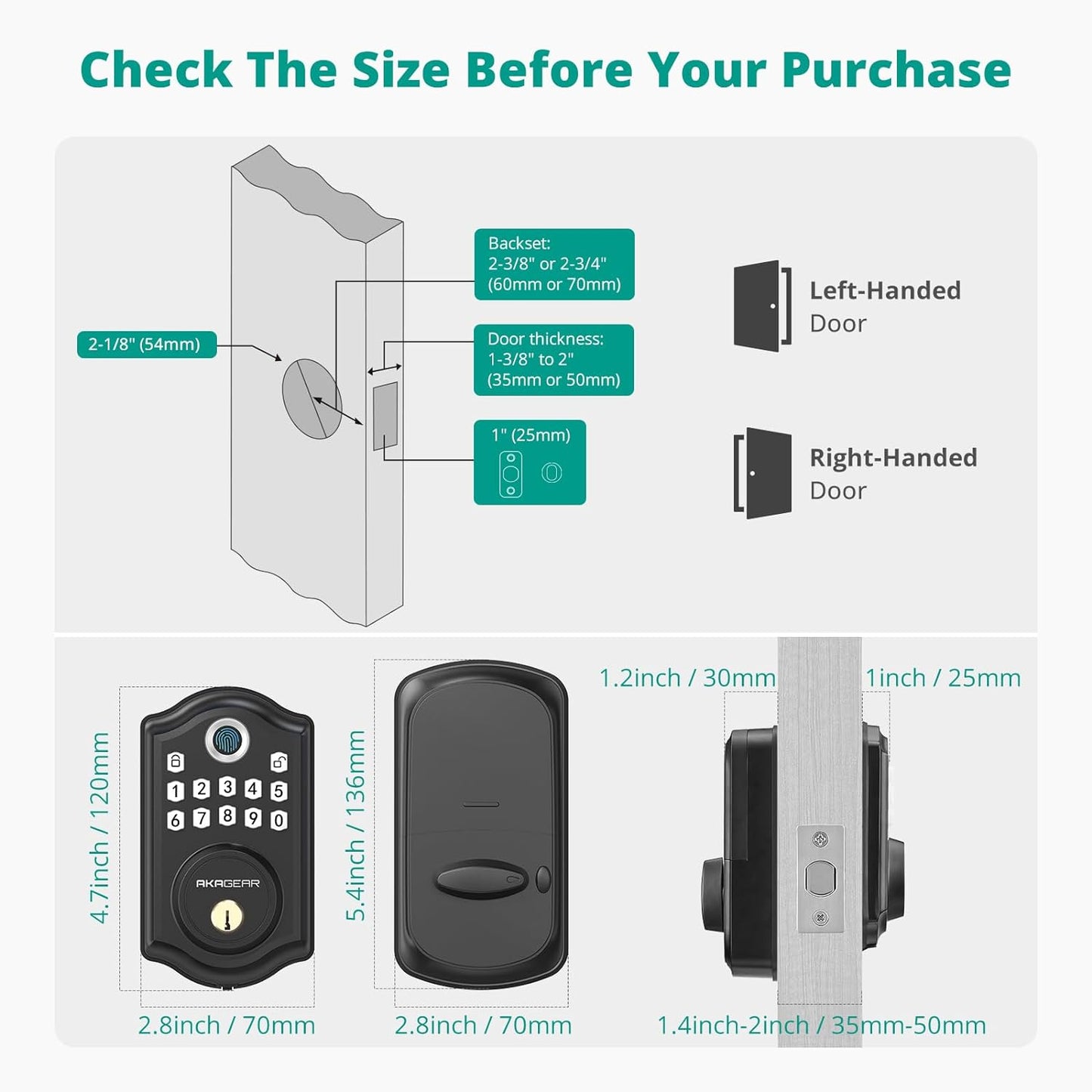 AkaGear DS10 Pro Fingerprint Keyless Entry Door Lock