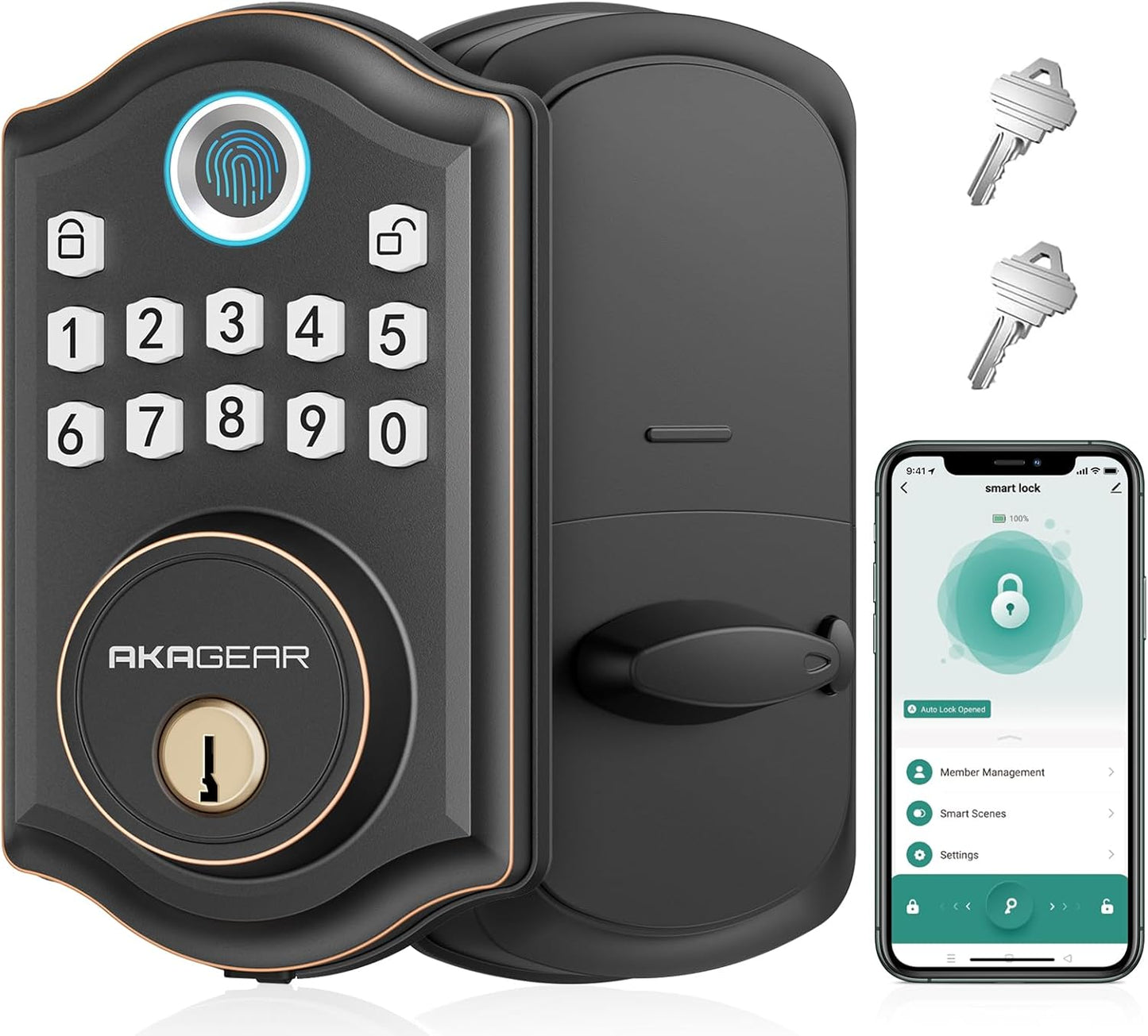 AkaGear DS10 Pro Fingerprint Keyless Entry Door Lock